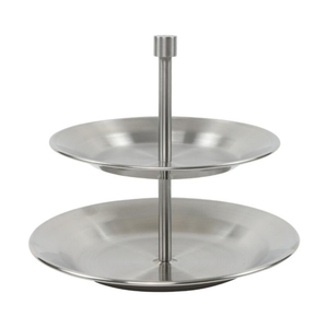 Home <b>Table</b> Decorative Cake Stand Modern Design <b>Matte</b> Black 2 Tier Metal Cake Stand With Handle Round Iron Dessert Display Stand - Product Image 2