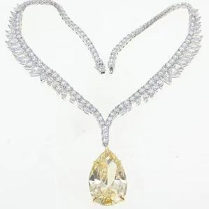Collar de Lujo de Plata de Ley 925 Chapado en Oro y Rodio con Circonita Cúbica que Simula Diamante Amarillo - Product Image 1