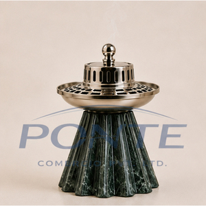 Quemador de Incienso de Mármol Verde Natural con Tapa de Metal Pulido, Moderno Soporte Árabe para Bakhoor, Oud y Frankincienso, Elegante para Uso Doméstico - Product Image 3