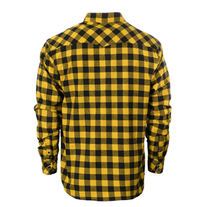 Chemise en flanelle à carreaux jaune et noir pour homme, boutonnée, classique, décontractée, élégante, avec deux poches - Product Image 2