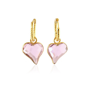 Women's Jewelry Briolette Cut Hydro <b>Quartz</b> Minimalist Hoops Brass 18k Gold Plated Designer <b>Heart</b> Gemstone Bezel Hoop Earrings - Product Image 2