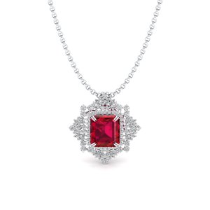 Pendentif REYES en rubis véritable taille émeraude 17,12 carats, bijoux en argent 925 et moissanite, prix de gros usine, joaillerie fine - Product Image 5