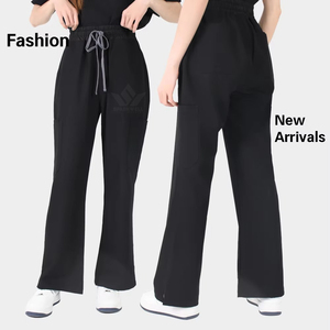 Haut de blouse médicale à col en V pour femme, couleur unie, extensible, uniforme de soins de santé, multi-poches, manches courtes, tenue de travail professionnelle pour infirmières - Product Image 2