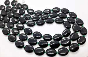 Cuentas ovaladas lisas de ónix negro natural, cuentas de piedras preciosas lisas de ónix, cuentas de ónix negro natural de 18 pulgadas para la fabricación de joyas. - Product Image 2