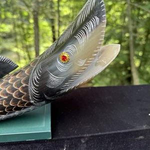 Pieza decorativa de cuerno natural diseñada para exhibición en la sala de estar y el interior del hogar, diseño de pez en cuerno natural de búfalo. - Product Image 1