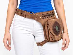 Ceintures de voyage unisexes style anglais pour moto, poche latérale, en cuir véritable, avec boucle réglable, sac banane - Product Image 2