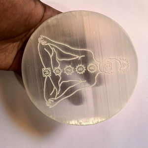 Natural Selenite Chakra Buddha Engraved Plate Crystal Charging <b>Board</b> Round Selenite Slab Reiki Healing Meditation Wholesale - Product Image 1