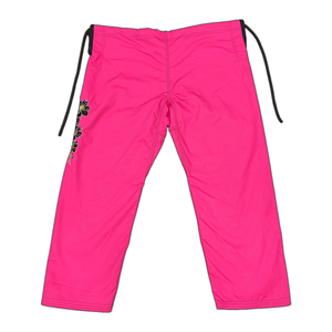 Pantalon d'arts martiaux rose personnalisé pour femmes, broderie florale, polyester extensible, MMA, BJJ, Jiu Jitsu, entraînement, combat, OEM, privé - Product Image 2