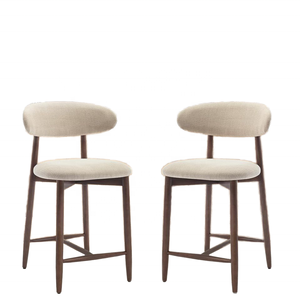 Modern Home Bar <strong>Stools</strong> Counter Height Bar <strong>Stools</strong> Wood <strong>Legs</strong> Beige Upholstery Kitchen Island Dining Room Counter - Product Image 6