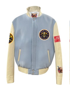 Veste varsity en laine et cuir Denver Nuggets bleu ciel - Product Image 1