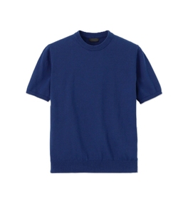 Pull en tricot à manches courtes pour homme, col rond, respirant, coton de haute qualité, couleur unie, vêtement décontracté - Product Image 1