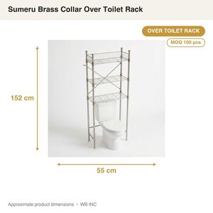 ชั้นวางของในห้องน้ำทำมือจากเหล็ก SS202 และทองเหลือง ขนาด 55 ซม. แบบวางบนฝาถังน้ำ ใช้ได้กับถังน้ำทุกประเภท พร้อมปลอกทองเหลืองซูเมรุ สำหรับตกแต่งบ้านและโรงแรม - Product Image 4
