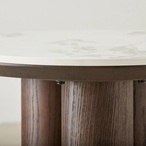 Wooden Coffee Table with Marble Top – Handcrafted <b>Solid</b> <b>Wood</b> Center Table, Modern Living Room Furniture - Product Image 5