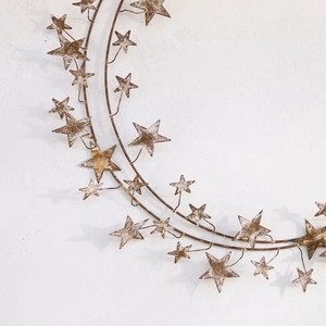 Magical Star <b>Wreath</b> Featuring A Double Hoop <b>Wire</b> Frame Adorned With Glittery Distressed Stars And Interwoven Fairy Lights - Product Image 5