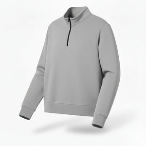 Men Winter Half Zip Fleece Pullover Eco-Friendly Knitted Sweatshirt with Plain Dyed Design OEM Polyester/Cotton Sweatshirt - Product Image 3