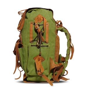 Premium Genuine Leather <b>Water</b> <b>Resistant</b> Canvas <b>Backpack</b> Travel Laptop Bag 36-55L Capacity Customizable Wholesale Private Label - Product Image 2