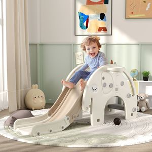 Struttura da Arrampicata e Gioco 3-in-1 a Tema Elefante per Interni con Canestro da Basket e Scivolo per Bambini da 1 a 3 Anni - Product Image 2