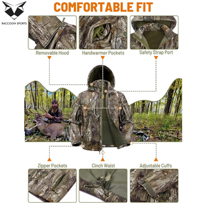 เสื้อแจ็คเก็ตสำหรับล่าสัตว์ Raccoon Sports รุ่น Heavy Duty Premium ป้องกันลม พิมพ์ลายต้นไม้ในป่าฤดูใบไม้ร่วง สำหรับผู้ชาย พร้อมโลโก้แบบกำหนดเอง - Product Image 6
