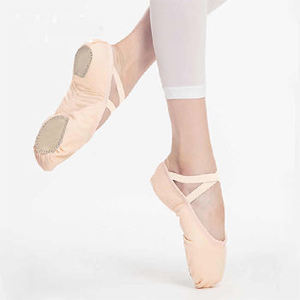 Zapatillas de Ballet de Diseño Personalizado Profesional con Parte Superior de Lona Suave y Cuero Suave de Color Sólido - Product Image 3