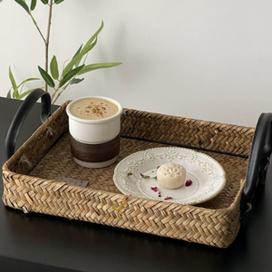 Luxury Handmade <b>Rattan</b> Serving Tray with Handles - Product Image 3