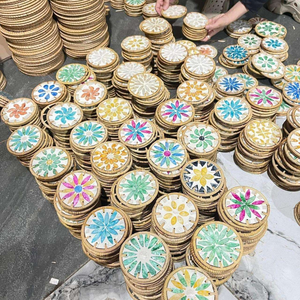 Artisan <b>Woven</b> Rattan Classic Flower Holiday Decoration & Gift Cup <b>Coaster</b> Set Made in Vietnam - Product Image 2