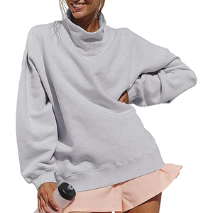 Women's Winter Casual Long Sleeve Mock Neck Pullover Sweatshirt with Front Logo - Product Image 1