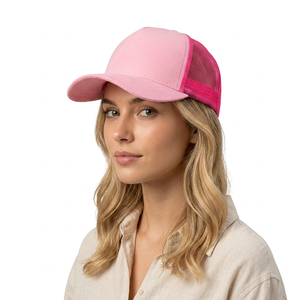 Gorra Trucker Rosa de Malla, 6 Paneles, Ajustable, Color Sólido, Unisex, para Primavera/Verano - Product Image 3
