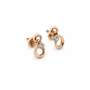 Pendientes de Aro con Diamantes en Oro Rosa Sólido de 18K para Mujer, Acabado Pulido, Minimalistas, para Uso Diario, Fiestas, Joyería Fina, Regalo - Product Image 3