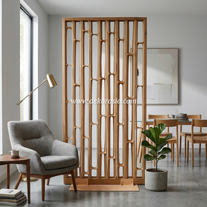 Divisor de Habitaciones Moderno de Bambú con Madera de Teca, Hecho a Mano, Móvil, para Hogar y Hotel - Product Image 2