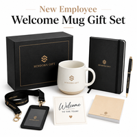 Set de Regalo de Bienvenida para Nuevos Empleados Personalizado con Logotipo, Taza de Cerámica, Cuaderno, Bolígrafo, Notas Adhesivas, Cordón, Caja de Regalo Corporativa para Integración