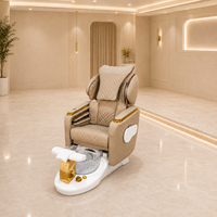 Ensemble complet de mobilier pour salon de beauté et spa : Fauteuil de pédicure massant électrique réglable en fibre de verre et table de manucure