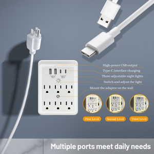 Multiprise, chargeur mural <span class=keywords><strong>USB</strong></span>, adaptateur de prise multiple, montage mural pour la maison, les voyages et le bureau - Product Image 4