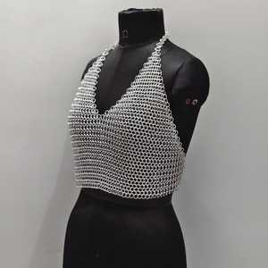 Armadura de Moda para Mujer, Diseño Soldado, Forma Irregular, de Acero Inoxidable Plateado con Eslabones de Cadena - Product Image 4
