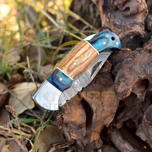 Couteau de chasse Damas personnalisé, manche en bois, lame fixe, couteau de brousse pour activités extérieures, couteau à dépecer, OEM disponible - Product Image 4