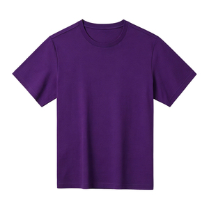 T-shirt décontracté en jersey tricoté pour homme, coupe ample, manches régulières, motif uni, 100 % coton respirant, marron, 300g, vente en gros - Product Image 1