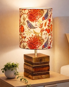 Lampe de table en bois naturel en forme de cylindre, base carrée, artisanale, style zen, pour chambre à coucher, salon, vente en gros, OEM - Product Image 6