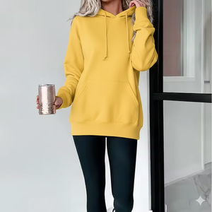 เสื้อฮู้ดดี้ผู้หญิงทรงโอเวอร์ไซส์ น้ำหนักเบา สวมใส่สบาย แขนยาว ผ้าเนื้อนุ่ม อุ่นสบาย สไตล์สตรีทแวร์ - Product Image 1