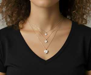 Pendentif en or 14 carats certifié avec diamant solitaire en forme de cœur [0,25 ctw] - Product Image 3