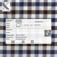 Tela de Lona de Algodón Teñida con Hilo, Tejido Liso 1/1, 85GSM, Textil a Cuadros, OEM ODM