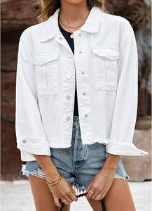 Veste en jean décontractée personnalisée pour femme, grande taille, style camionneur, 100% coton, coupe courte, streetwear, vente en gros usine - Product Image 5