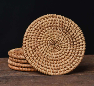 Sous-verre en rotin BOHO avec support, assiettes de présentation en rotin marron, sous-verre en rotin tissé à la main - Product Image 6