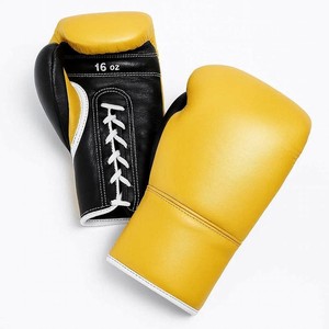 Gants de boxe d'entraînement sur mesure, très demandés, couleur or, style lacets, fabriqués en cuir véritable. - Product Image 4