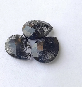 ควอตซ์รูไทล์สีดำทรงบริอเล็ตต์ หินธรรมชาติเจียระไน ขนาดมาตรฐาน สำหรับทำเครื่องประดับ - Product Image 4