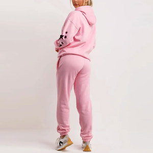 OEM Pullover Hoodie and Sweat <b>Pant</b> for Women Sweatshirt Jogger Set 100% Cotton Fleece 2 Piece Set Tracksuits for Women - Product Image 6