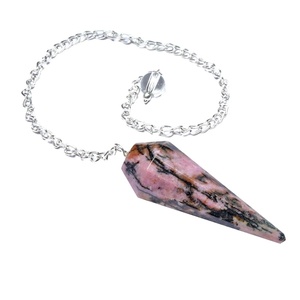 งานฝีมือหินกึ่งมีค่า Rhodonite 12เหลี่ยมลูกตุ้ม | Dowsing ลูกตุ้มคริสตัล - Product Image 1