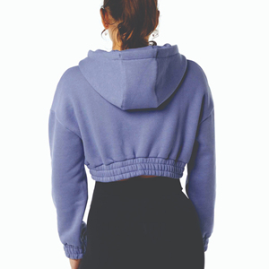 Women's Cropped <b>Hoodie</b> Sweatshirt Long Sleeve Solid Color Casual Yoga Activewear Breathable Knitted Fitness Training Workout Top - Product Image 5