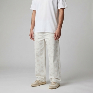Jean en denim blanc coupe droite taille haute coupe régulière en coton style décontracté printemps - Product Image 5