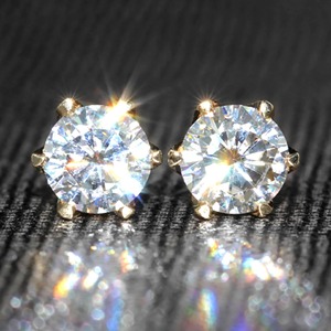Roy Diamond RE 100 8MM 4CT Classic 6-Prong Solitaire <b>Stud</b> Earrings Sparkle Moissanite Diamond 18K Gold Plated Sterling Silver - Product Image 1