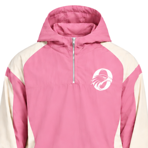 Mens <b>Pink</b> Neutral Colorblock Nylon Hoodie Shorts <b>Set</b> Lightweight Quarter Zip Running Training <b>Gym</b> Casual Sportswear Outfit - Product Image 3