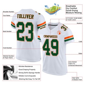 Custom FootballJerseyPremium Quality Soccer Uniform|EM&ODM ManufacturerCustom <b>White</b> Green-Orange Mesh Authentic <b>Football</b> Jersey - Product Image 2
